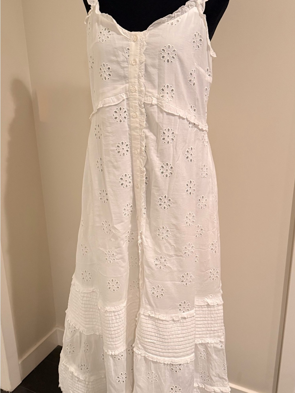 GAP White Eyelet Maxi Dress with Ruffle Straps